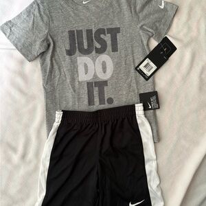 Nike Gray T-Shirt and Black Shorts Set
